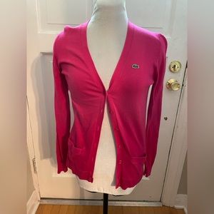Hot pink Lacoste Cotton cardigan sweater Size 34